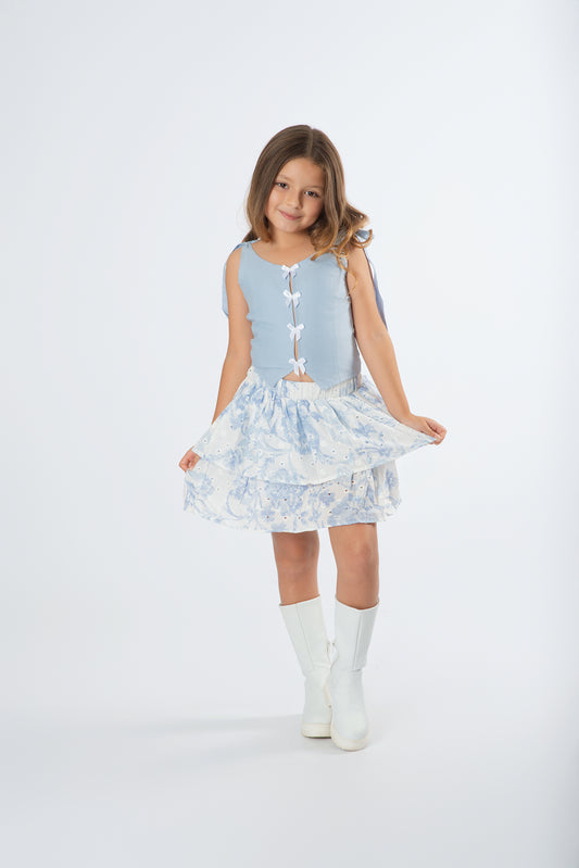 Set Falda Estampado | Top Popelina Vuelo