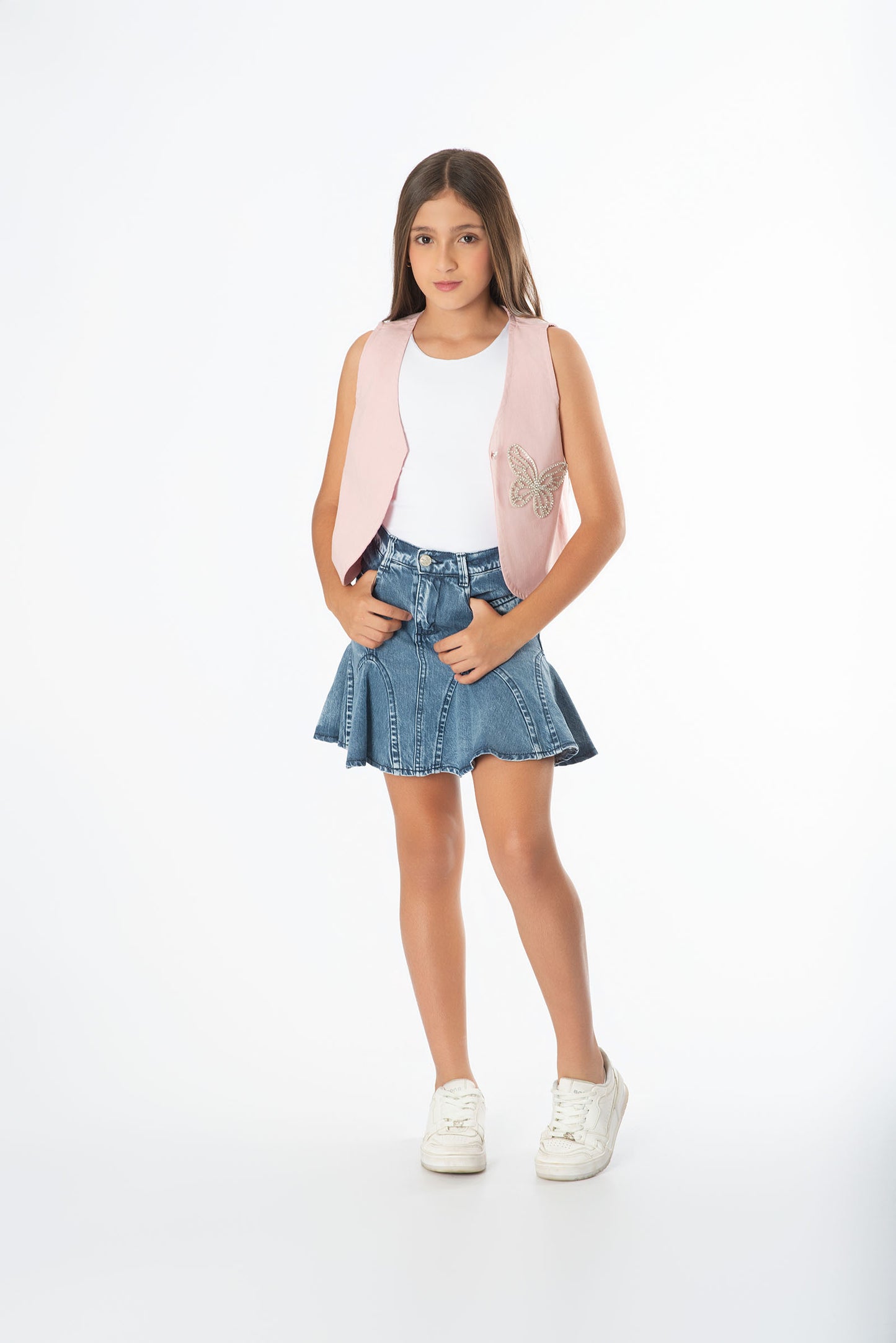 Conjunto Falda Denim | Chaleco Lino