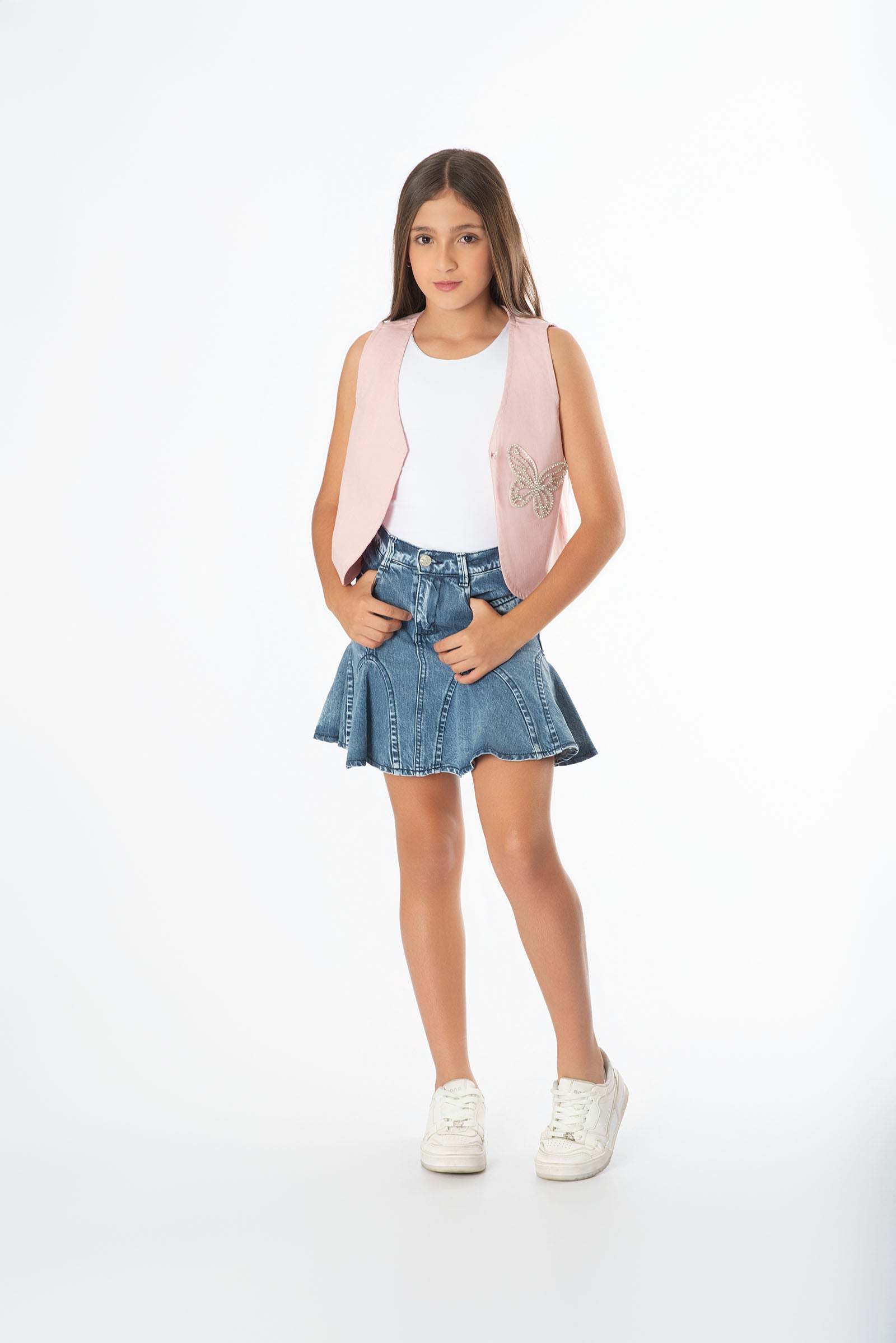 Conjunto Falda Denim | Chaleco Lino