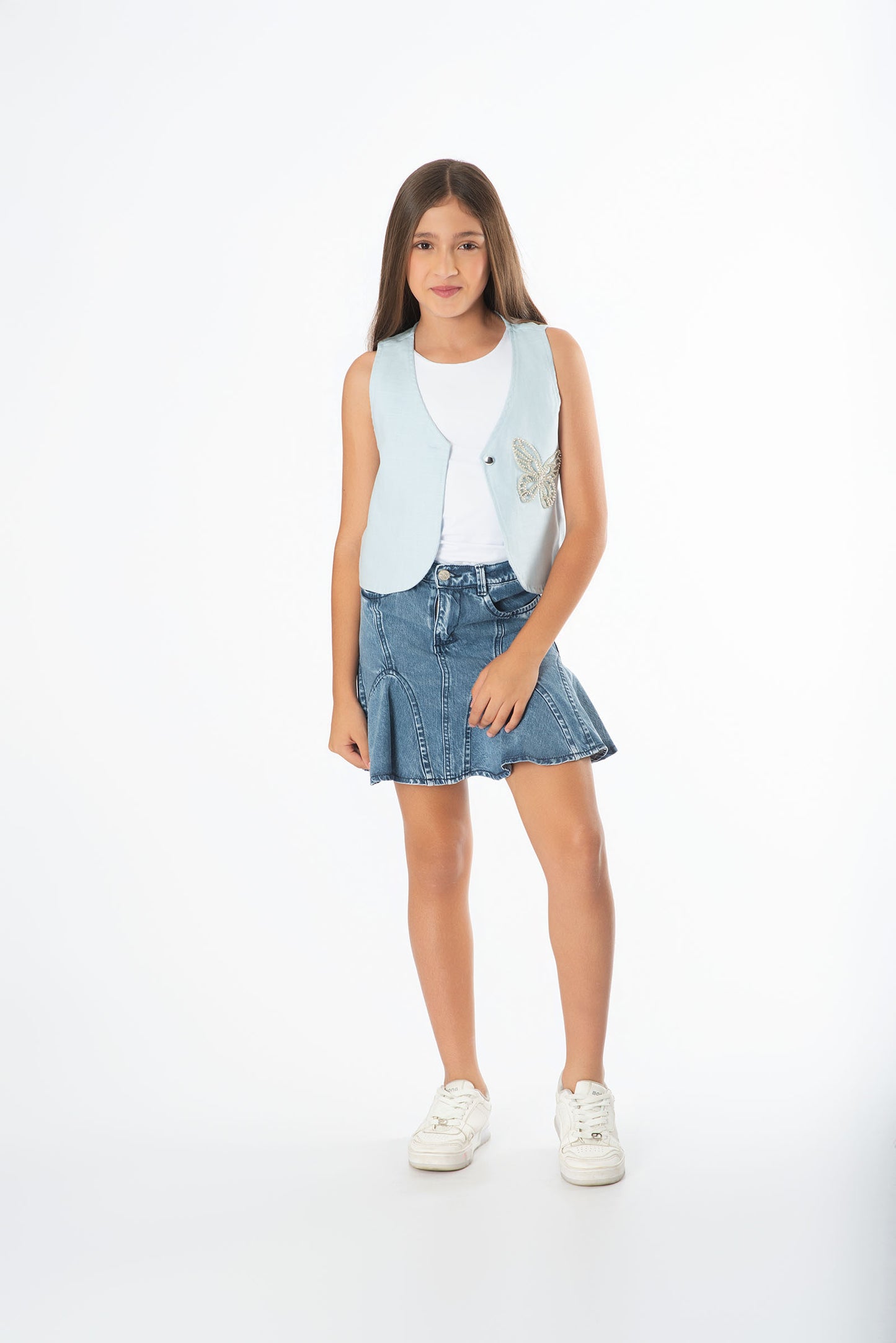 Conjunto Falda Denim | Chaleco Lino