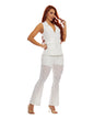 Set elegante blanco con pantalón en blonda