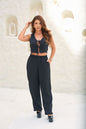 Set de pantalón y top en rayón negro