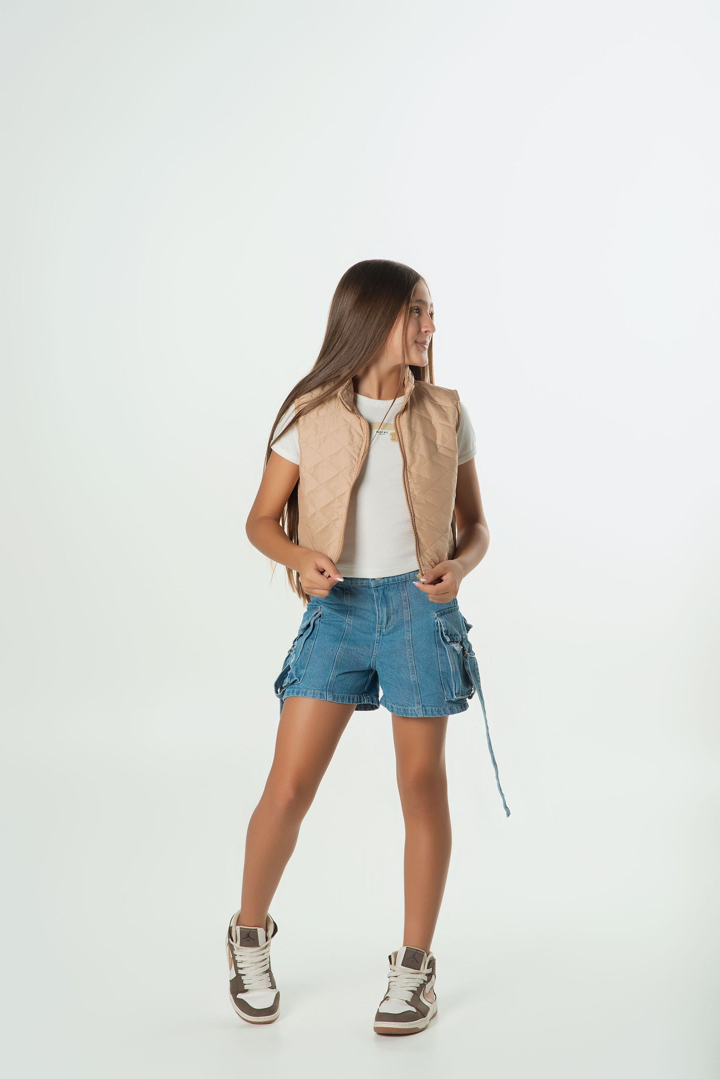 Set 3 Piezas Chaleco Acolchado | Short Denim y Blusa