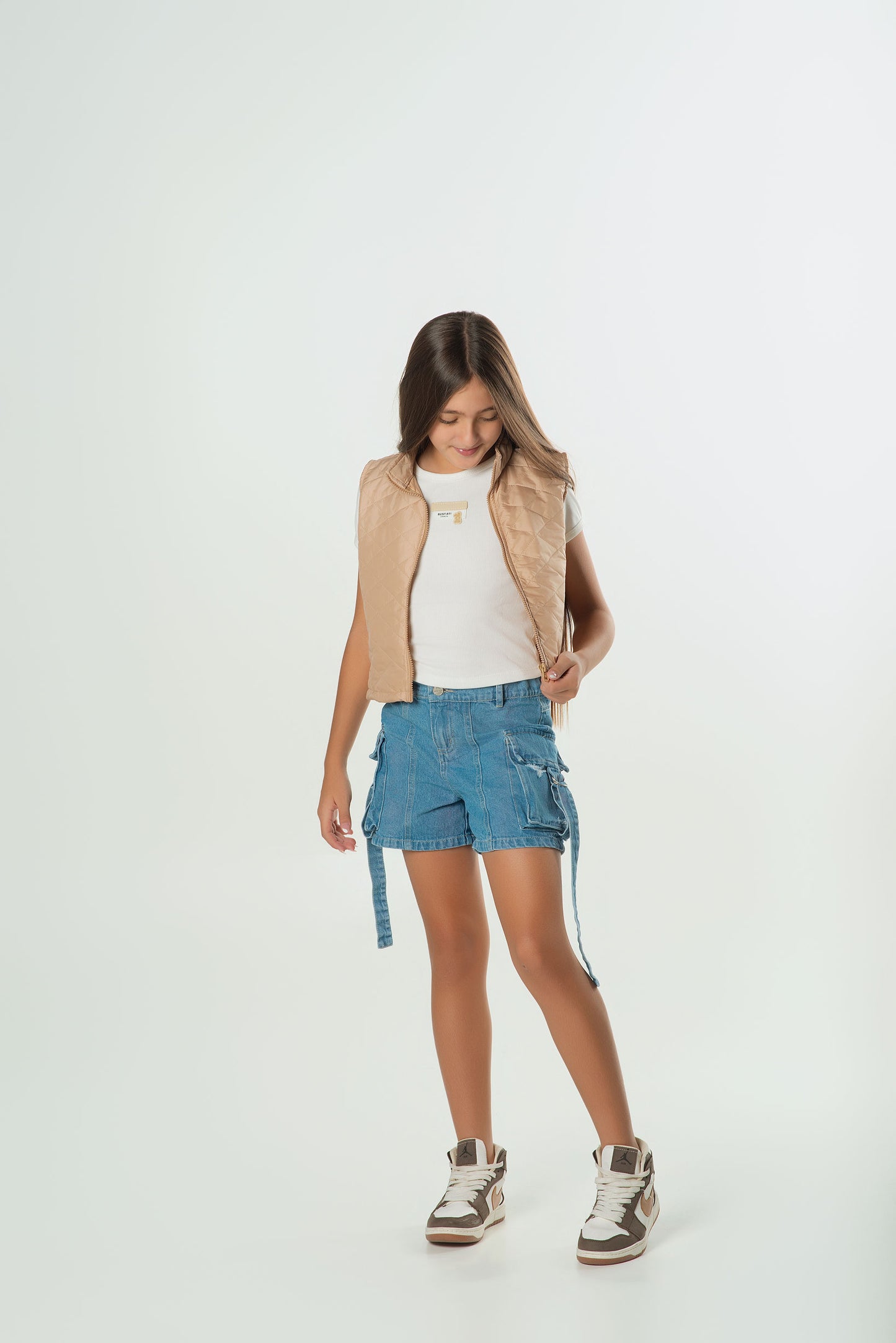 Set 3 Piezas Chaleco Acolchado | Short Denim y Blusa
