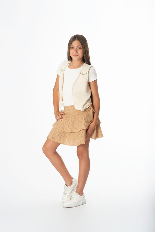 Conjunto Falda Ojalillo Juvenil | Chaleco