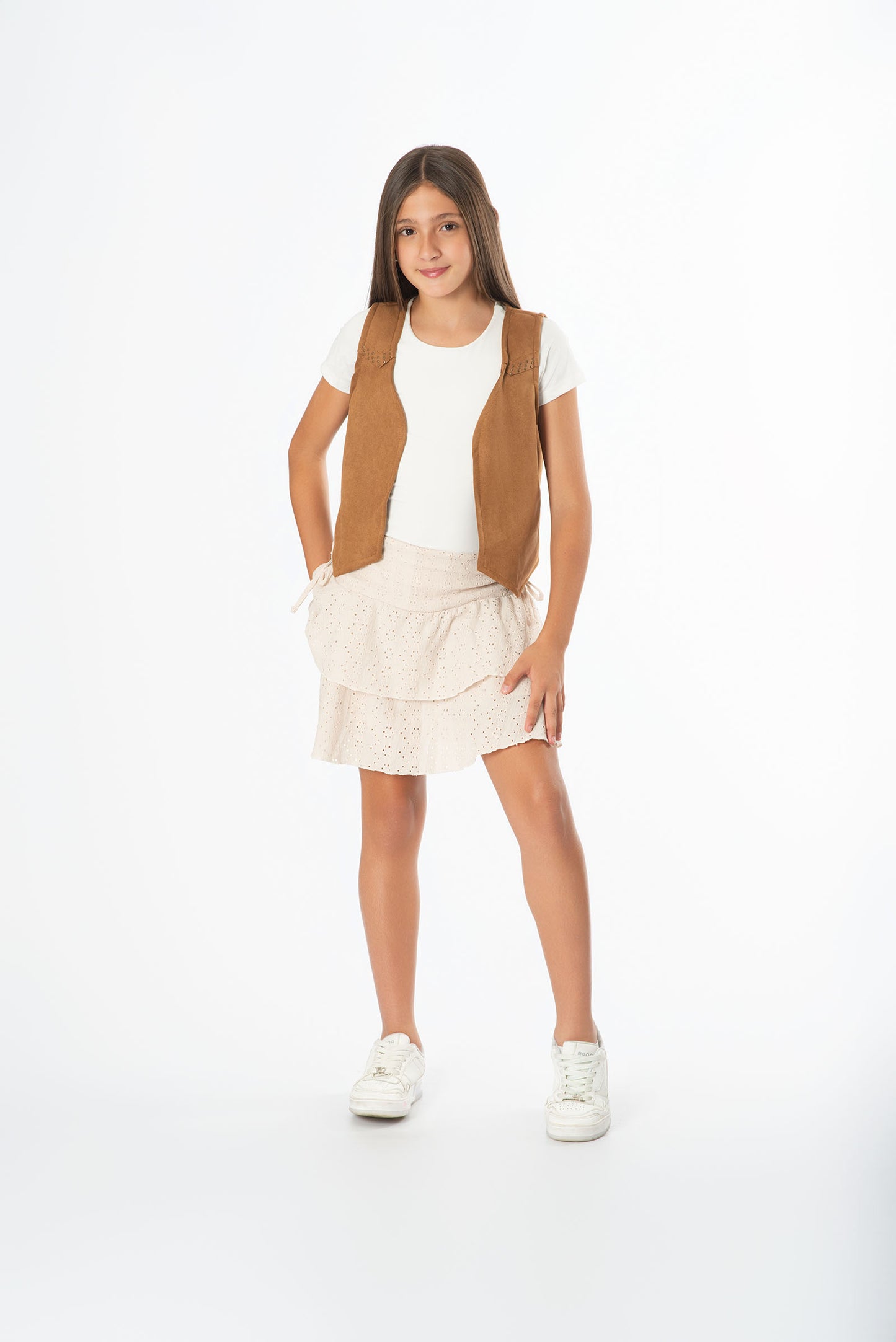 Conjunto Falda Ojalillo Juvenil | Chaleco