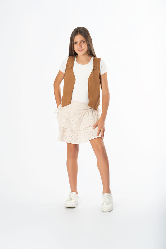 Conjunto Falda Ojalillo Juvenil | Chaleco