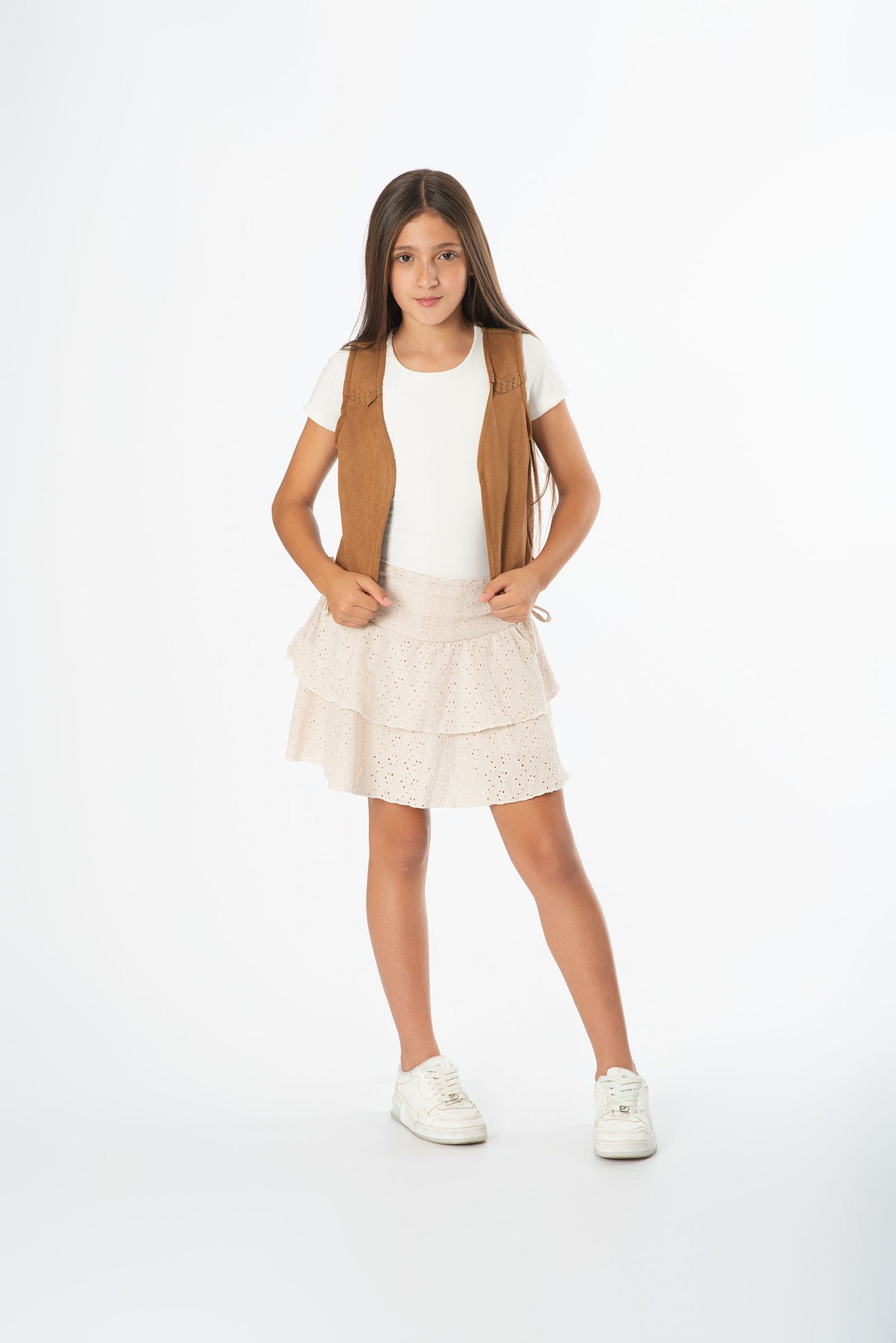 Conjunto Falda Ojalillo Juvenil | Chaleco