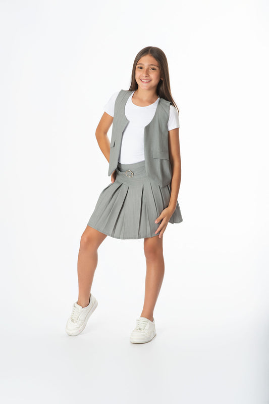 Conjunto Falda de Tablas + Top