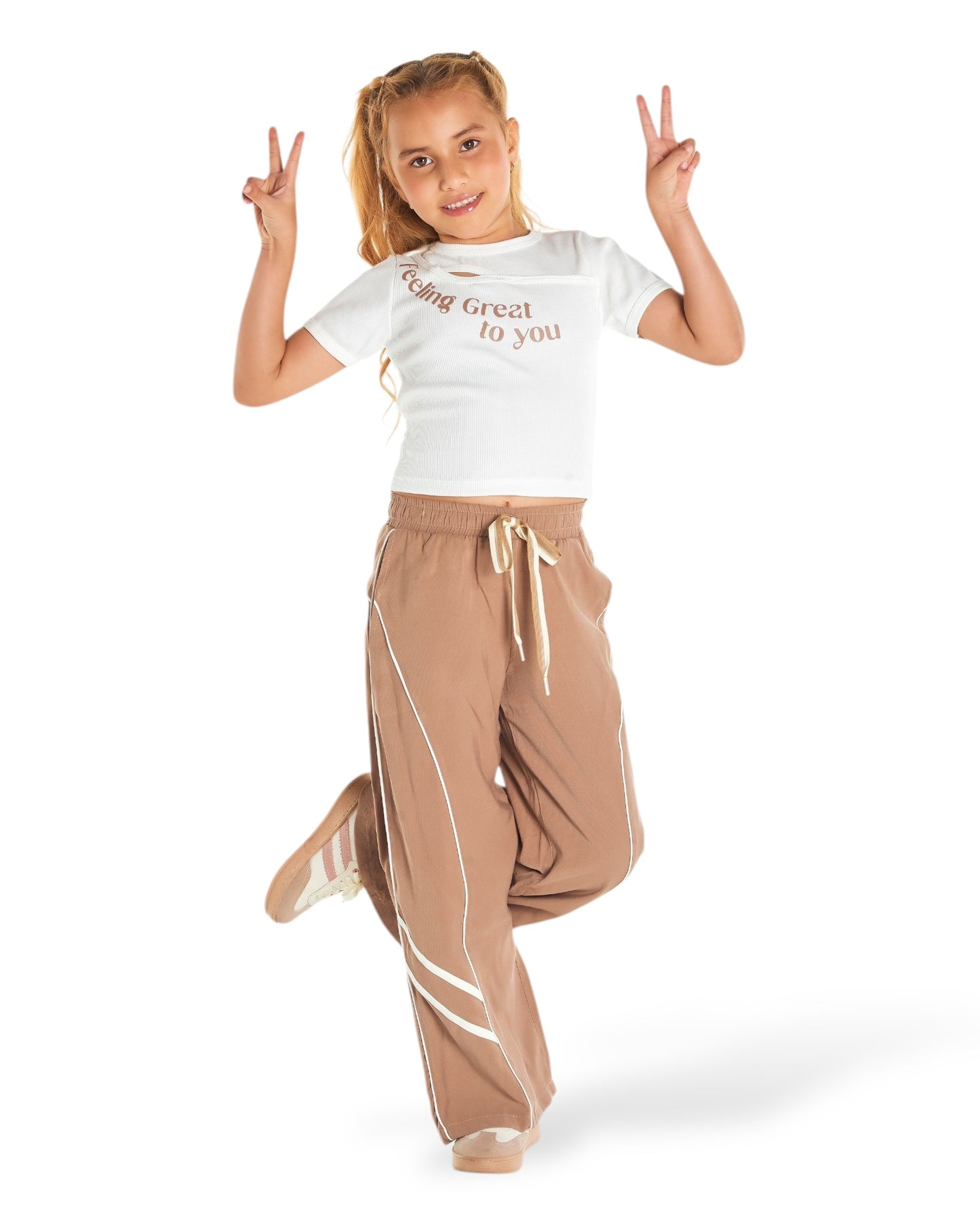 Set Pantalón Chalis Rayón Sesgo Envivado + Top Rib Juvenil