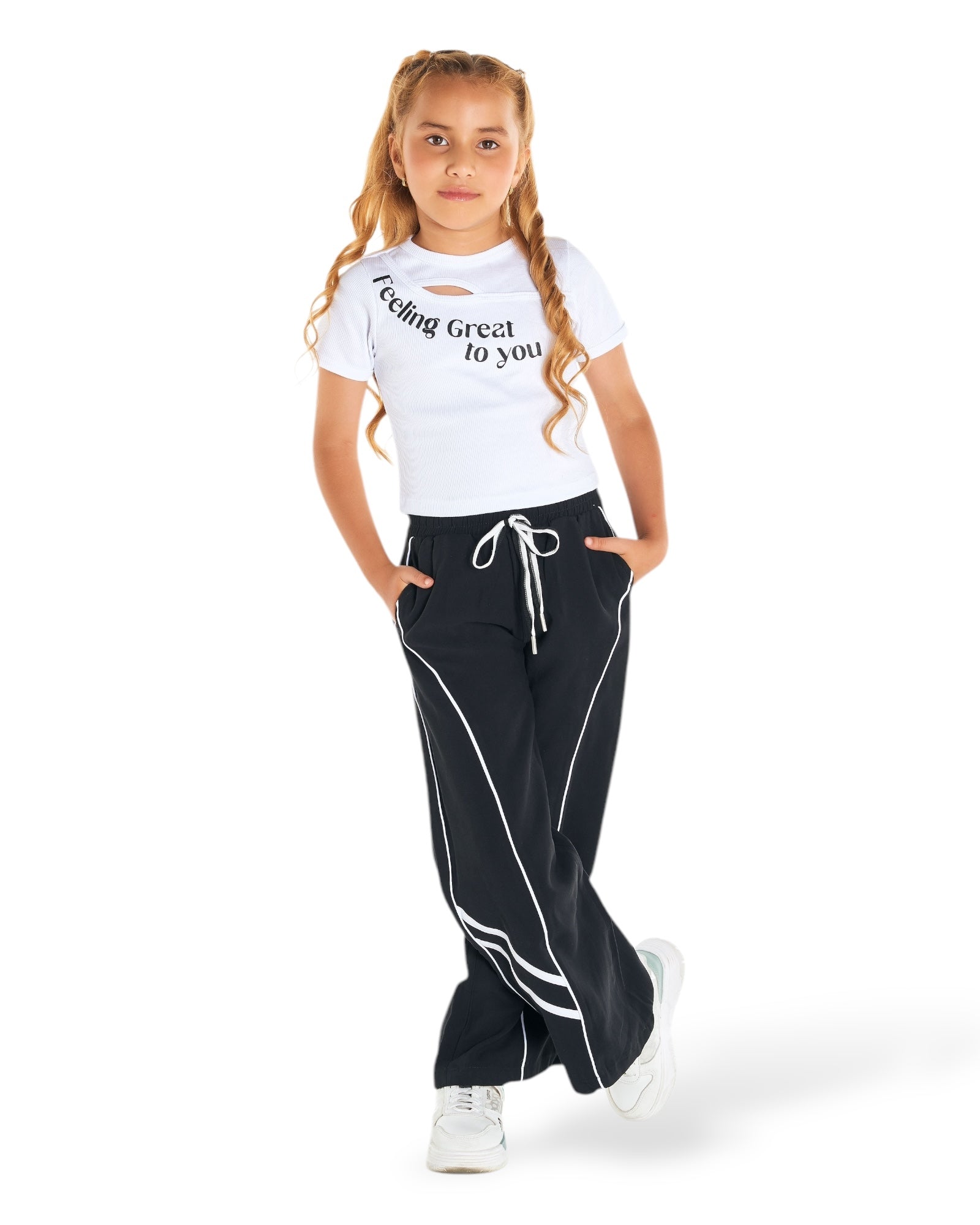 Set Pantalón Chalis Rayón Sesgo Envivado + Top Rib Juvenil