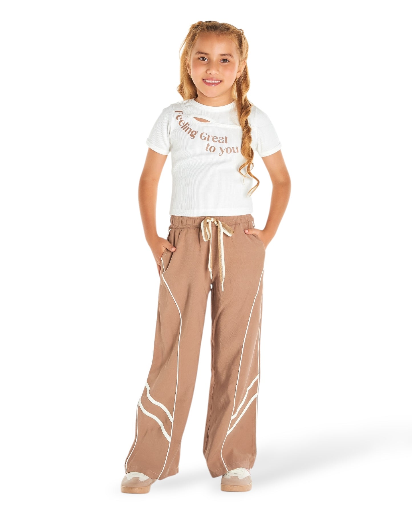 Set Pantalón Chalis Rayón Sesgo Envivado + Top Rib Juvenil