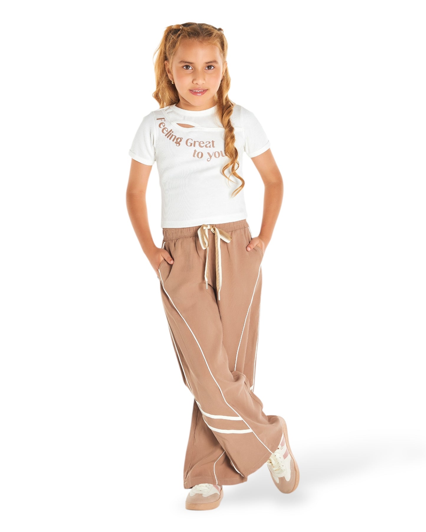 Set Pantalón Chalis Rayón Sesgo Envivado + Top Rib Juvenil