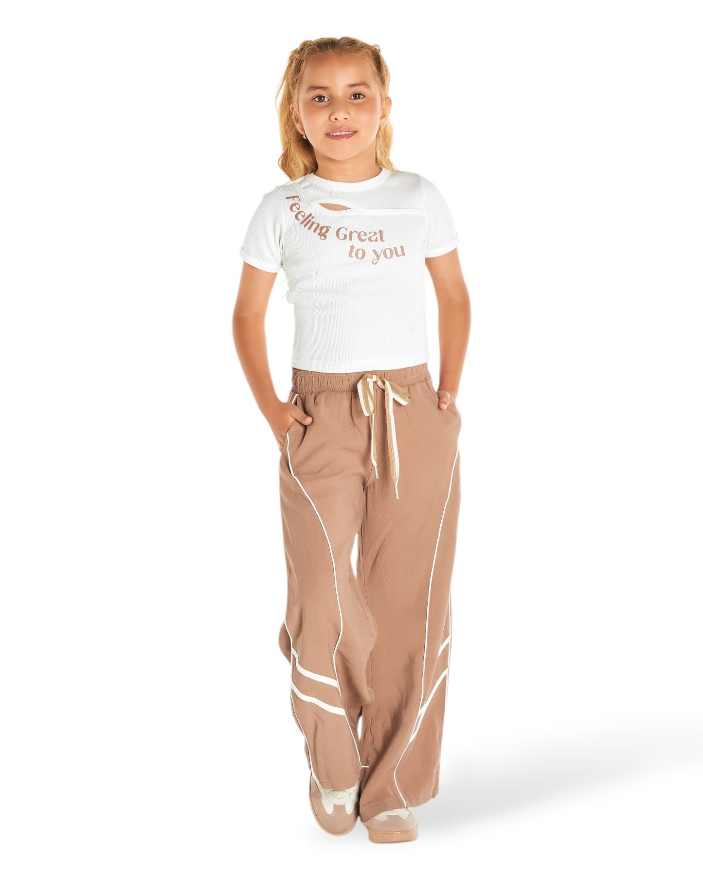 Set Pantalón Chalis Rayón Sesgo Envivado + Top Rib Juvenil