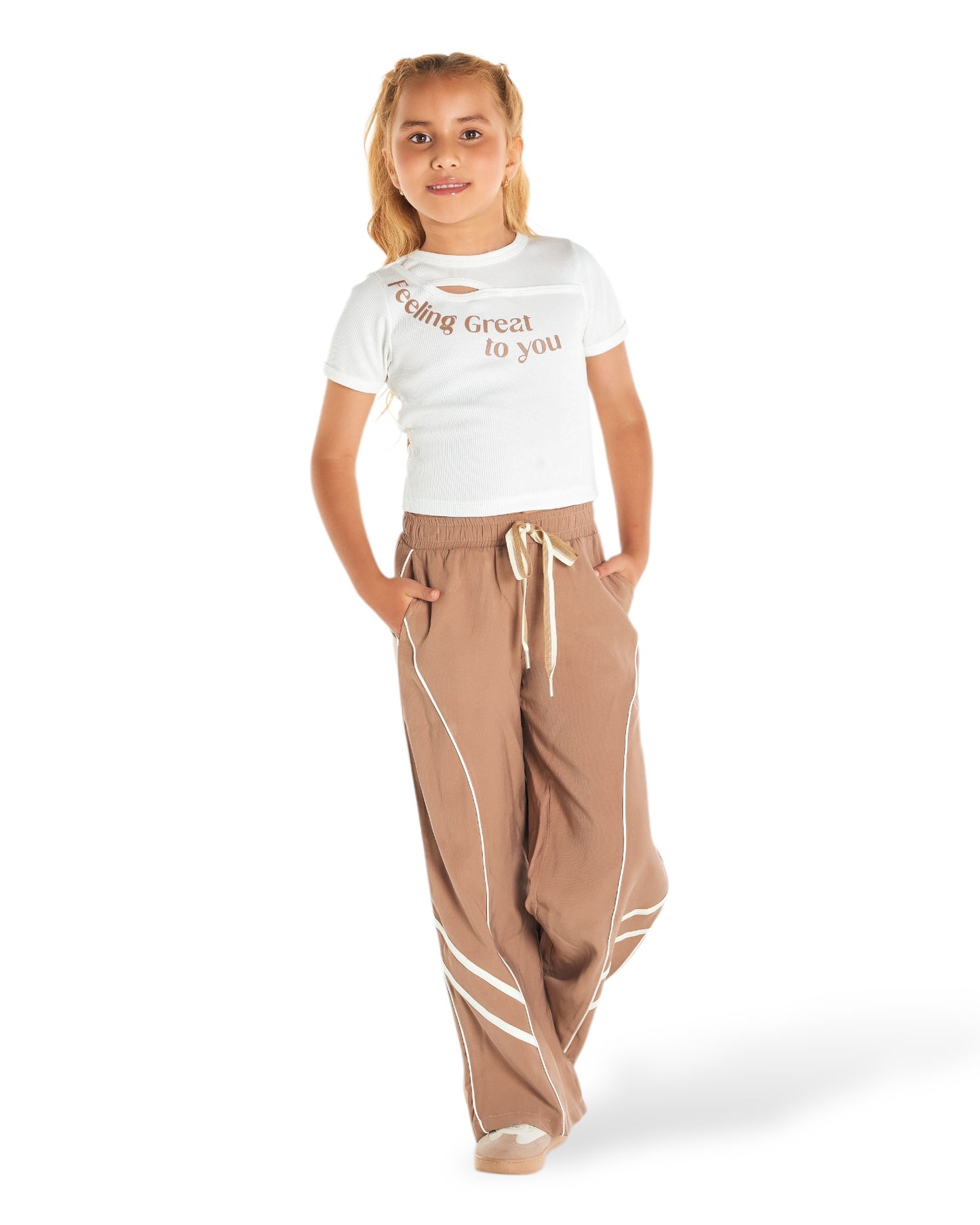 Set Pantalón Chalis Rayón Sesgo Envivado + Top Rib Juvenil