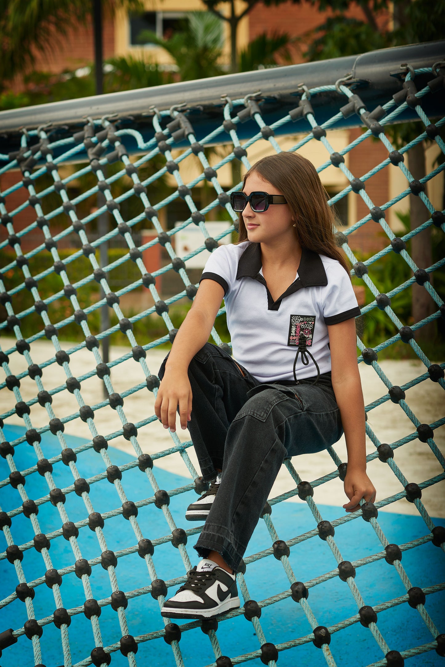 Set Jeans Negro Rotos + Blusa Polo Crop RIB | Estilo Urbano Juvenil