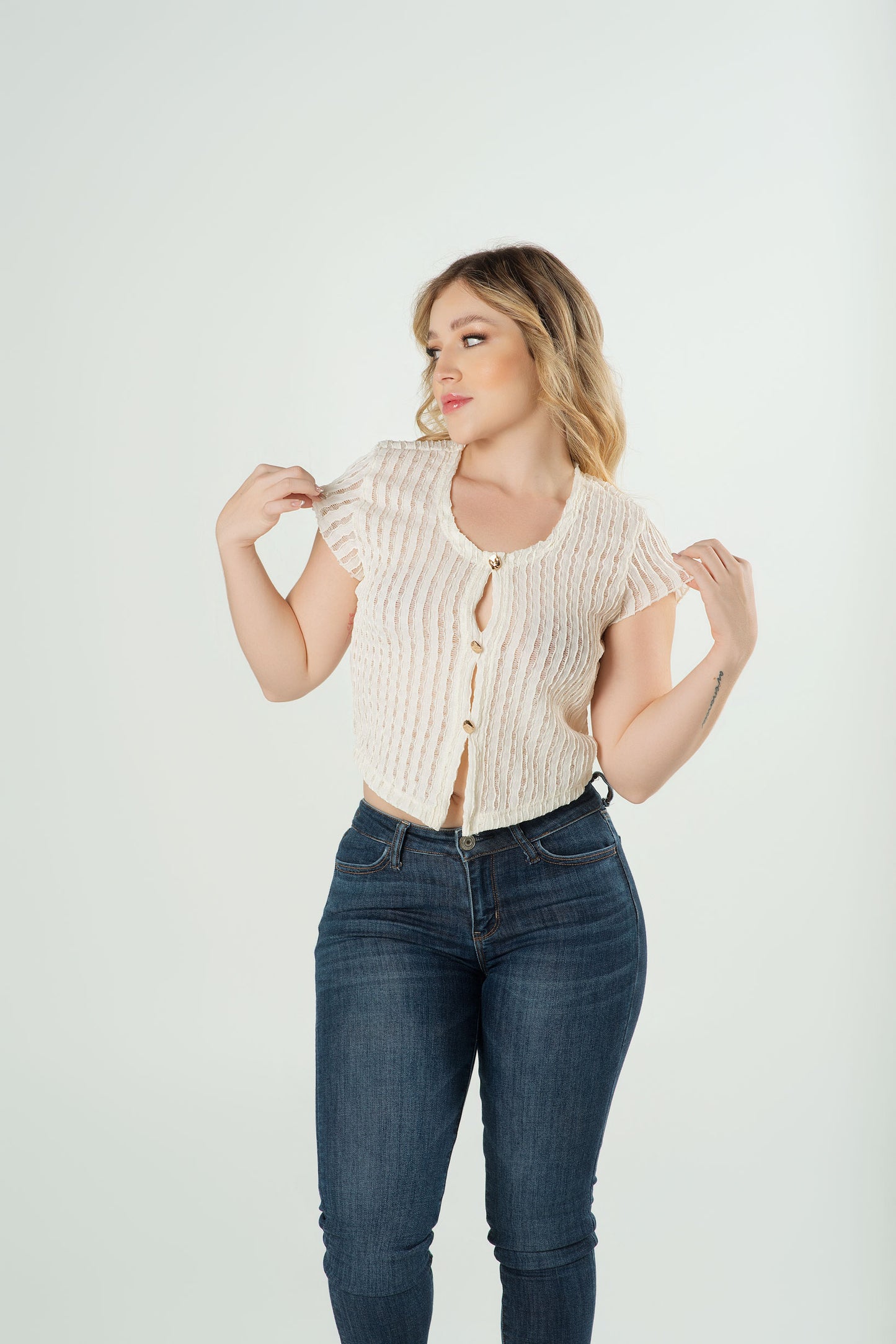 Blusa Botones Dorados Dama | Texturizada