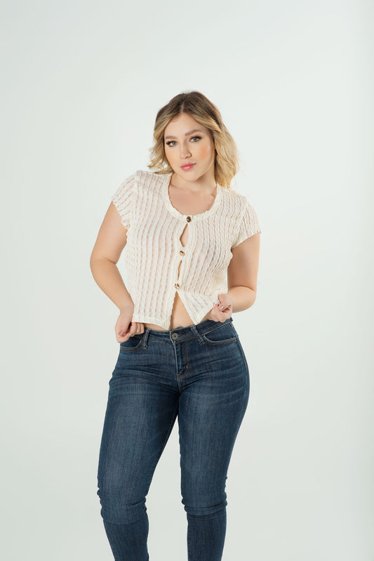 Blusa Botones Dorados Dama | Texturizada
