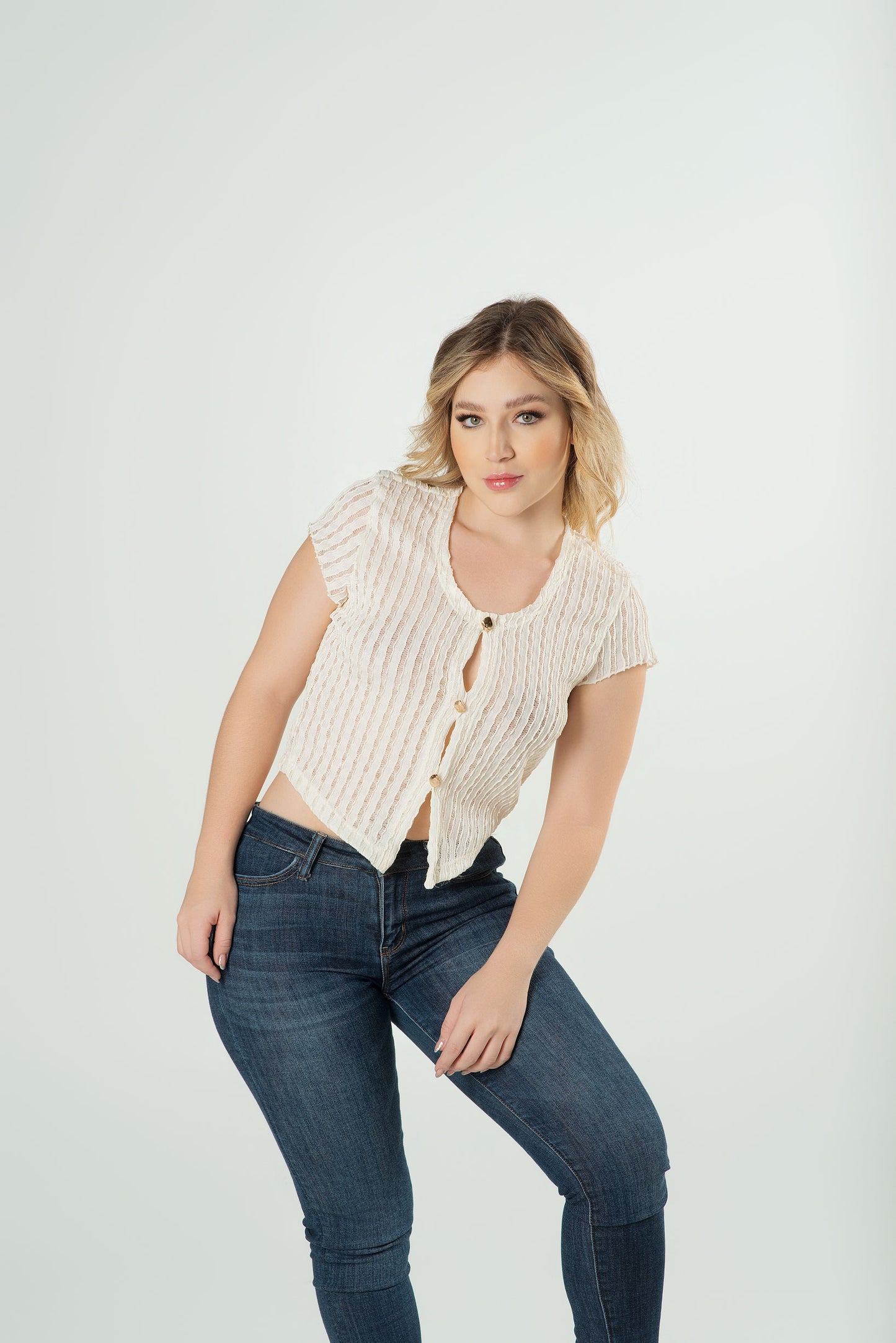 Blusa Botones Dorados Dama | Texturizada