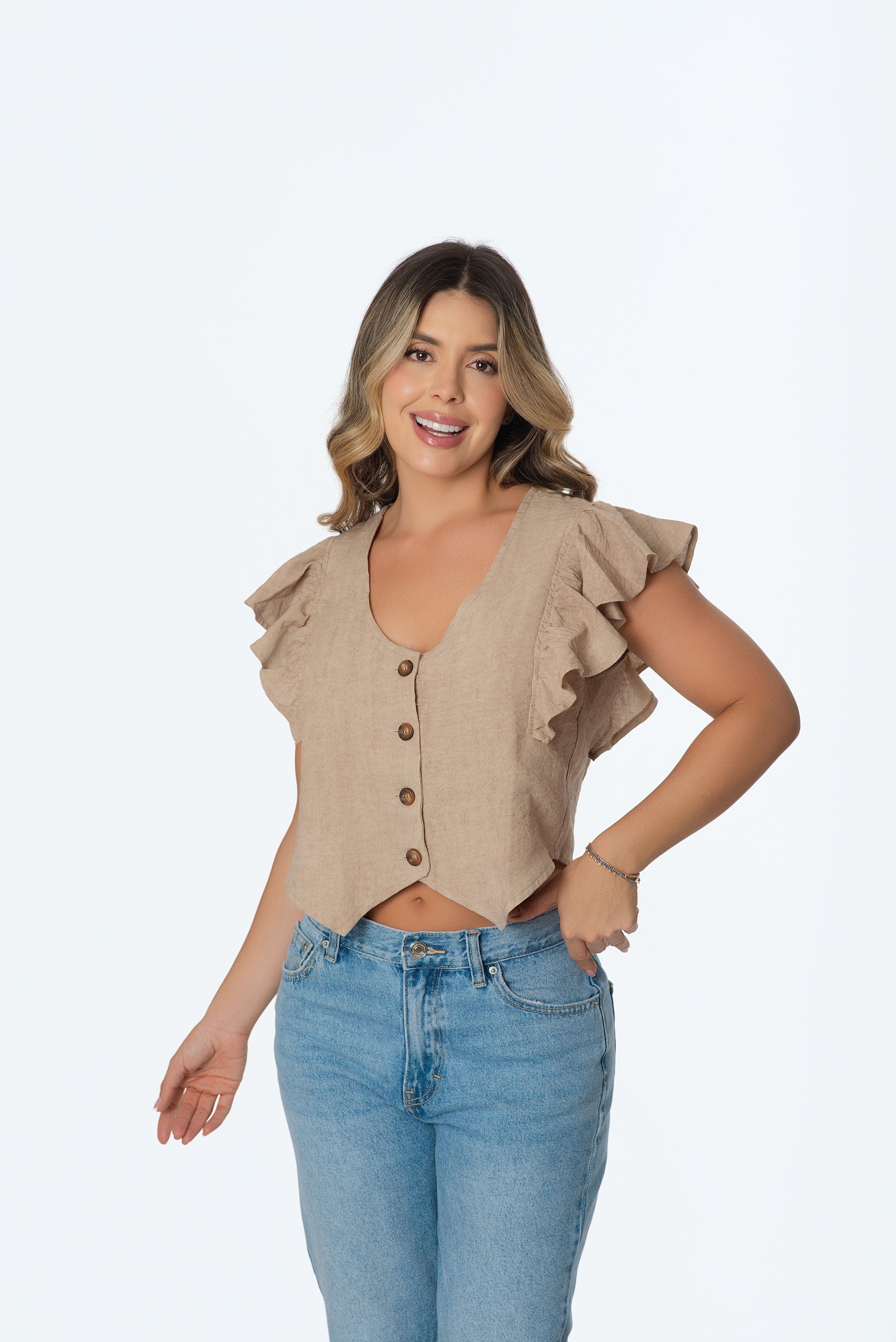 Blusa Dama Bolero Sisa Algodón Jaspe Elegante