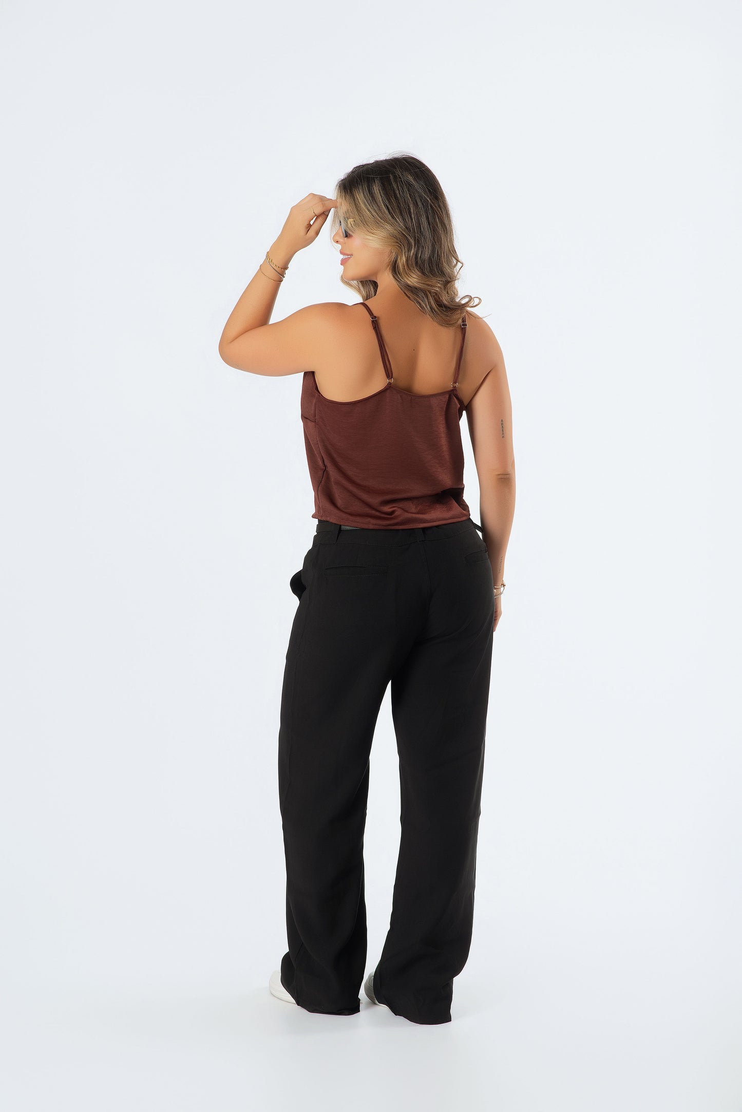 Blusa Satinada con Blonda | Tiras Mujer