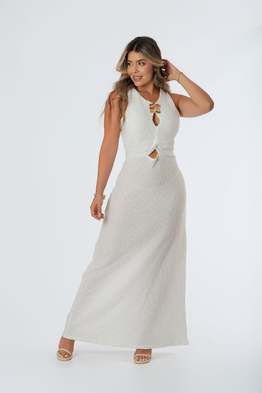 Vestido Largo Herraje Dama | Texturizado Elegante