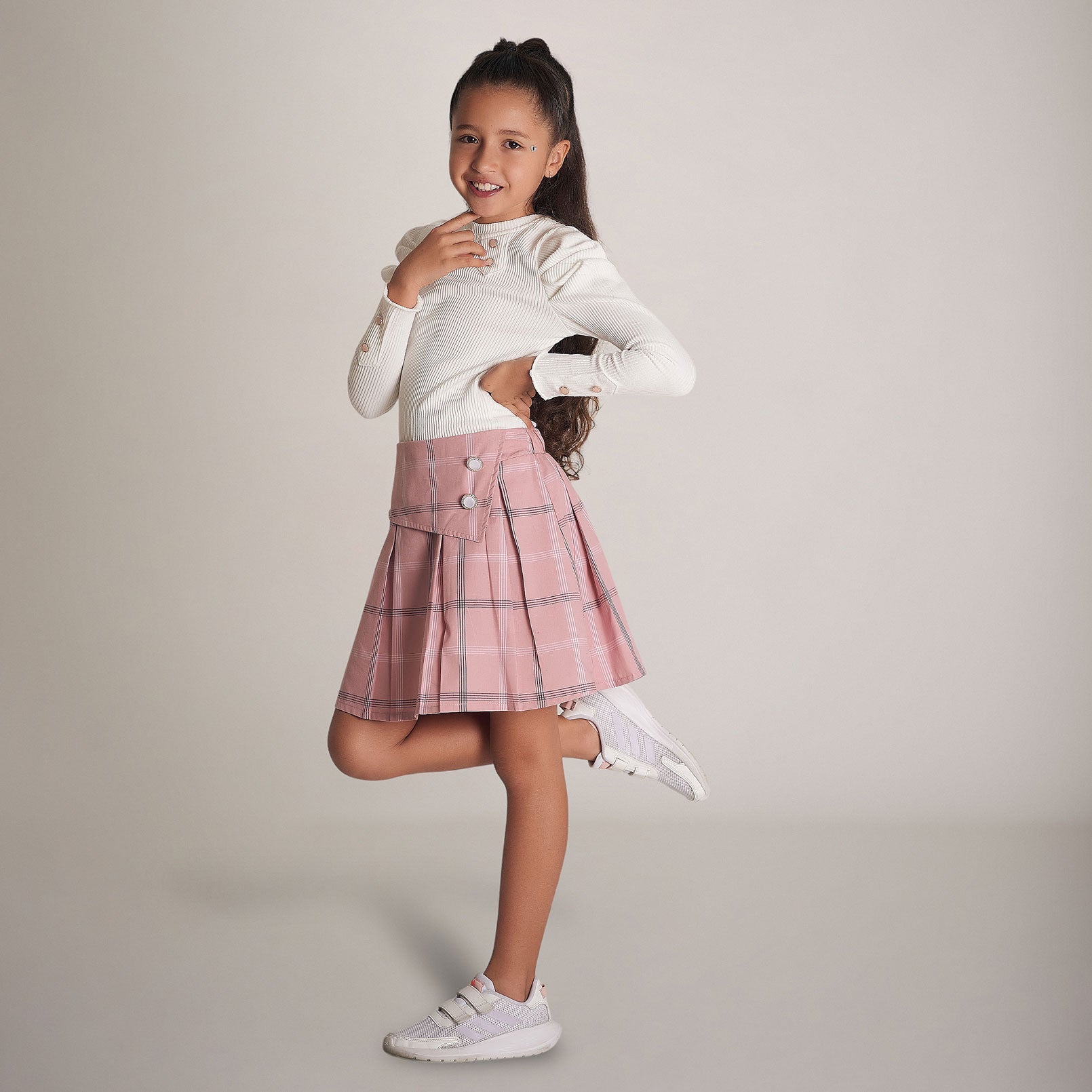 Conjunto de ropa para niñas: Falda de tablas estilo colegial blusa m – MUHONI